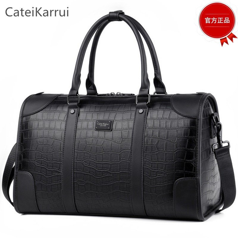 Fashionable Crocodile Pattern Men's Travel Bag, Large-Capacity Laptop Bag, Long and Short-Distance Business Trip Bag, Shoulder Luggage Bag