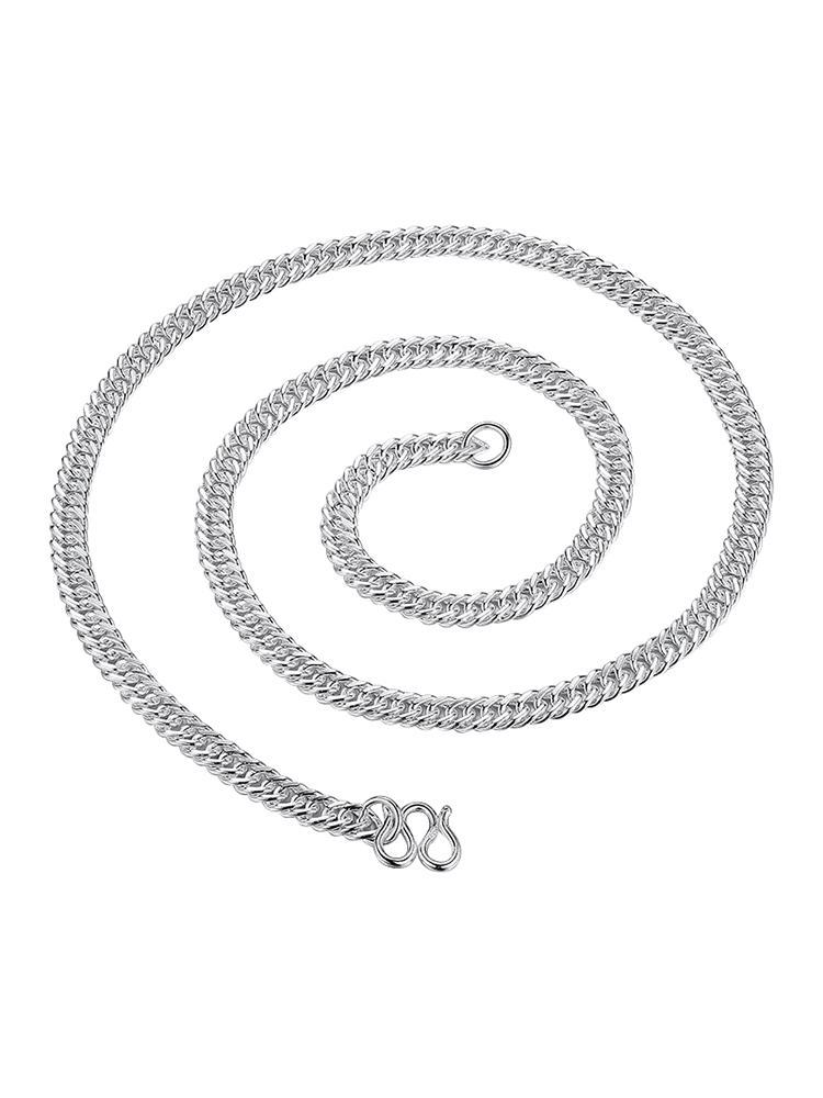 shun celebration of maharashtra S999 fine silver necklace sterling silver curb chain couple with boyfriend, handmade silver gift