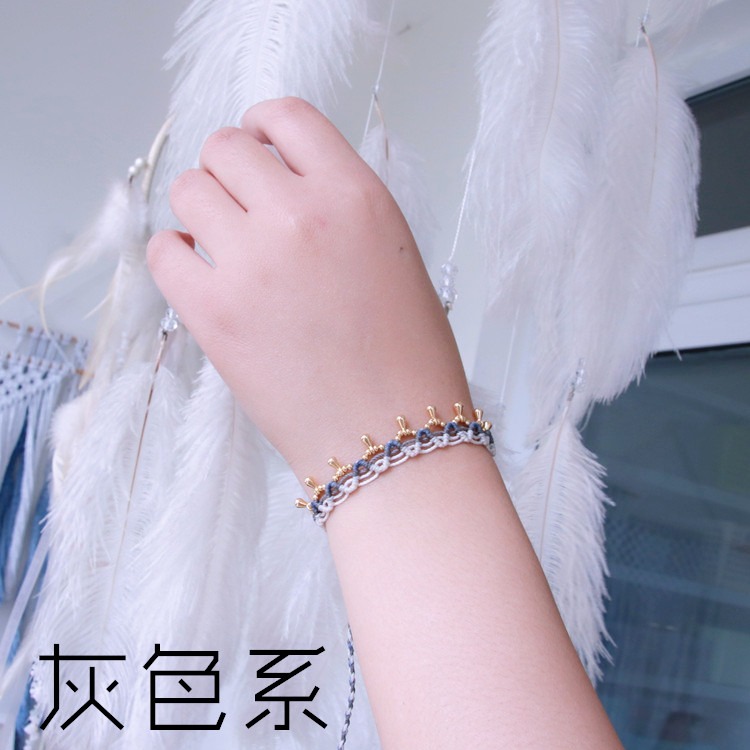 Tái sinh macrame bện dây vòng cổ vòng cổ vòng tay gói vật liệu để gửi hướng dẫn tự làm thủ công dòng sáp - Vòng chân lắc chân nữ bạc ta