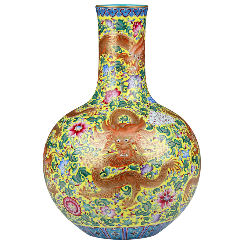 Archaize the qing qianlong emperor up see colour enamel wear flower dragon tree porch place jingdezhen porcelain vase