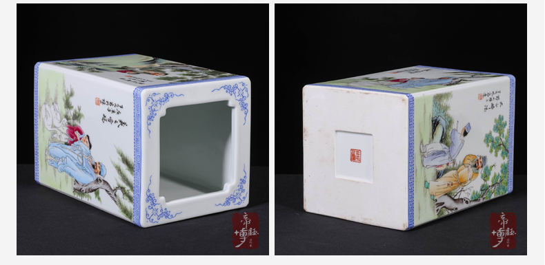 Jingdezhen ceramics powder enamel of the republic of hand - drawn characters pen container with Chinese style living room a study antique decorative furnishing articles