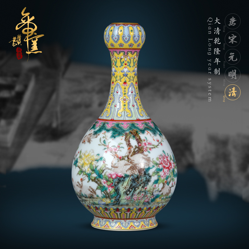 Emperor up with pure manual archaize don 't crane, enamel bottle of jingdezhen ceramics of new home sitting room vase garlic furnishing articles