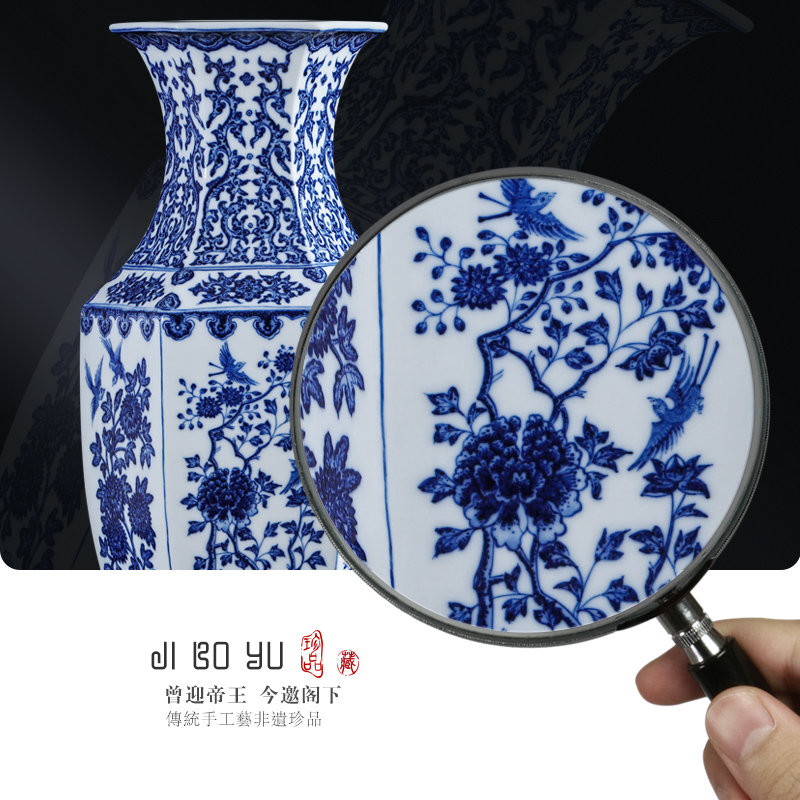 Blue and white vase imitation the qing qianlong hand - made maintain study Chinese jingdezhen ceramics, the sitting room porch decorate furnishing articles