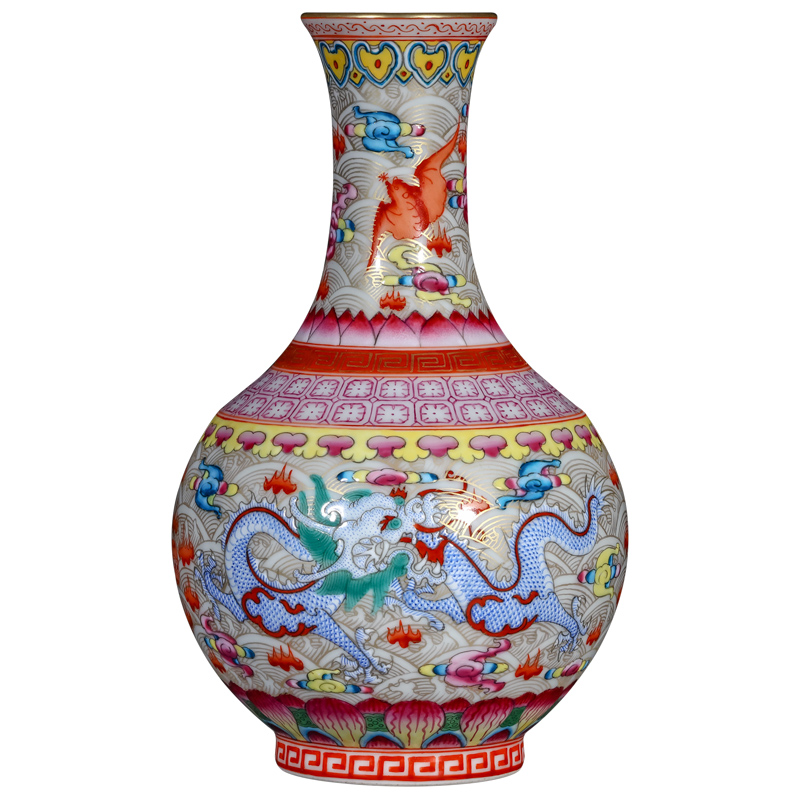 Jingdezhen ceramics see colour seawater bats grain the qing qianlong vase Chinese style porch sitting room TV cabinet decorative furnishing articles