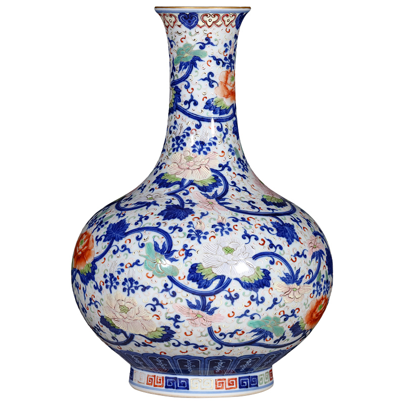 Jingdezhen ceramics the qing qianlong hand - made Chinese blue and white color bucket vase sitting room porch rich ancient frame antique furnishing articles