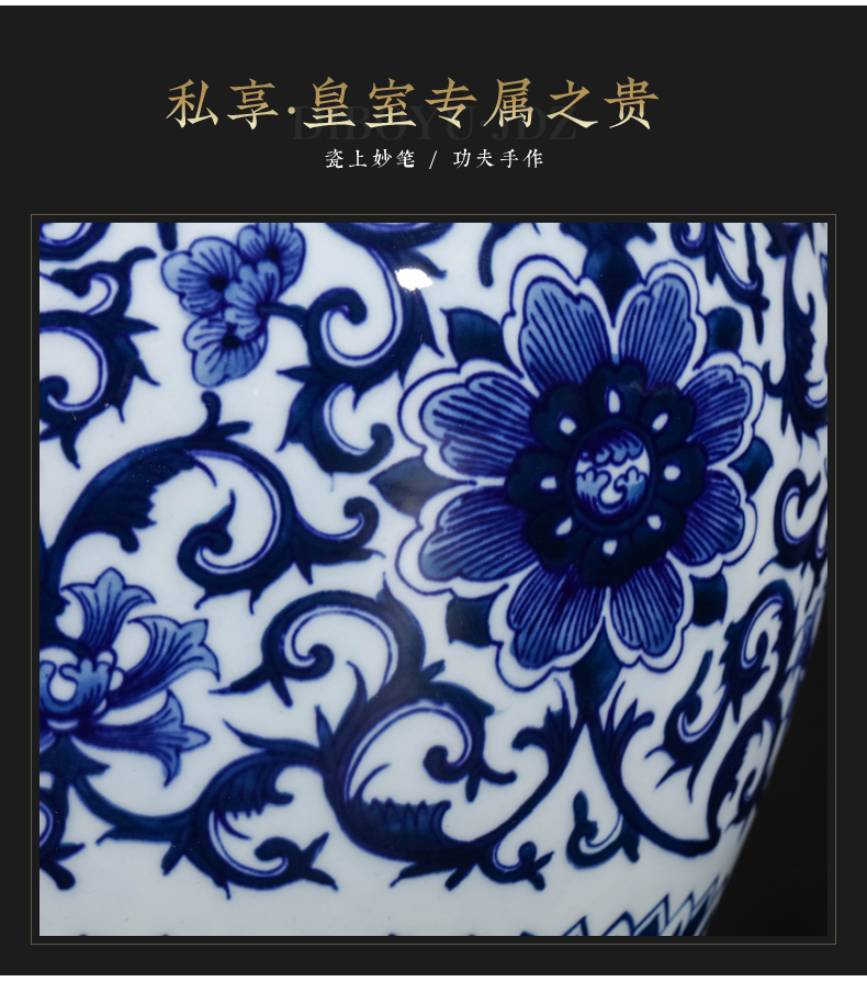 Antique hand - made of blue and white porcelain of jingdezhen ceramics cover pot of new Chinese style living room porch rich ancient frame caddy fixings furnishing articles