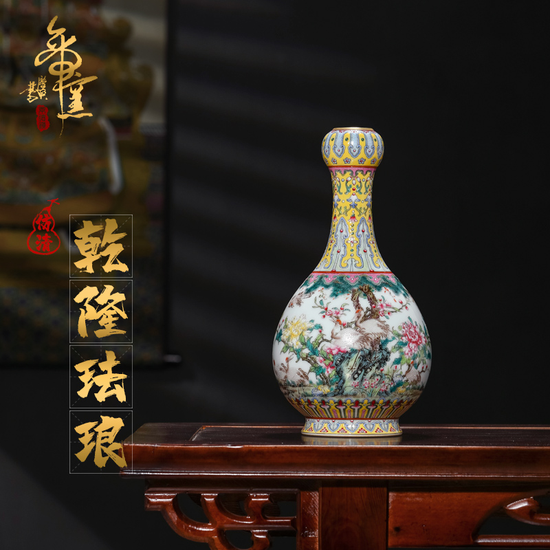 Emperor up with pure manual archaize don 't crane, enamel bottle of jingdezhen ceramics of new home sitting room vase garlic furnishing articles