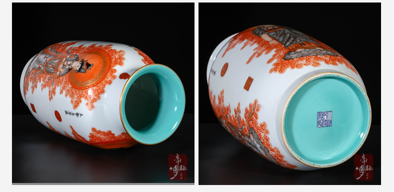 Jingdezhen ceramics three st vase Chinese antique hand - made alum red paint western sitting room porch decorate furnishing articles