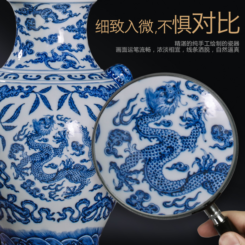 Manual emperor up 】 【 blue and white vase with a live dragon like jack ore maintain jingdezhen ceramic vases, furnishing articles