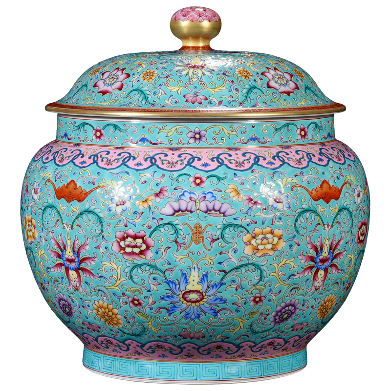 The Qing qianlong emperor up hand - made enamel colors branch lotus cover pot furnishing articles high - grade ceramics jingdezhen tea storage tank