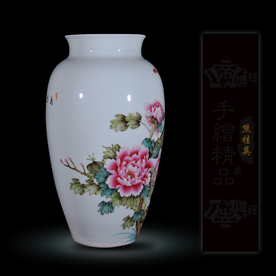 Jingdezhen ceramics Xiong Guiying hand - made pastel the singing of birds in the spring the vase modern decorative crafts