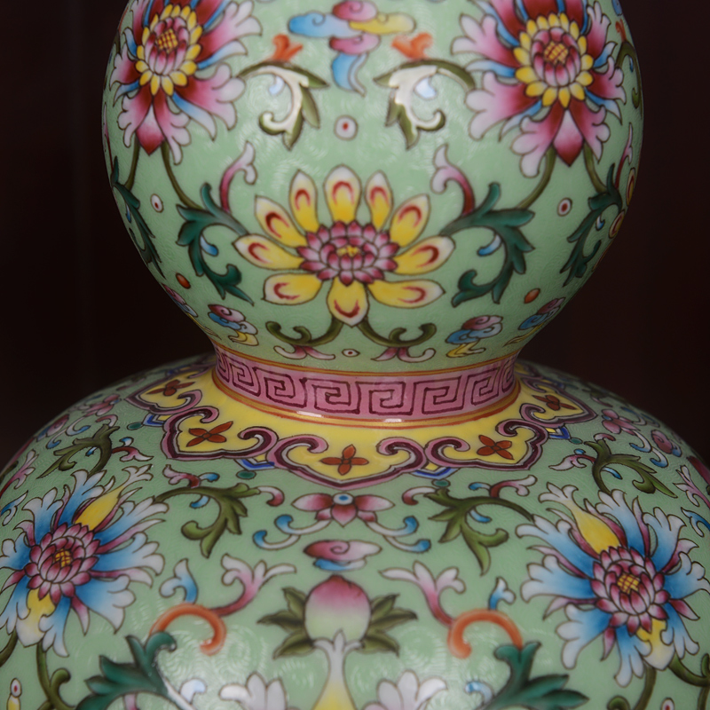 Jingdezhen ceramics imitation the qing qianlong pastel green branch lines gourd bottle home sitting room handicraft furnishing articles
