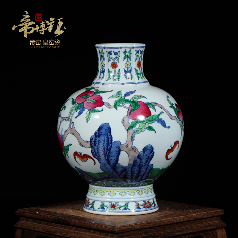 Archaize of jingdezhen blue and white porcelain vase bucket color peach flower household fashionable sitting room adornment is placed