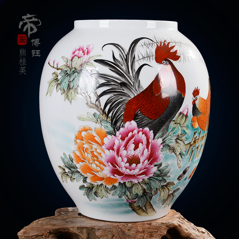 Jingdezhen ceramics famous masterpieces hand - made family vase fashion decoration handicraft furnishing articles in the living room