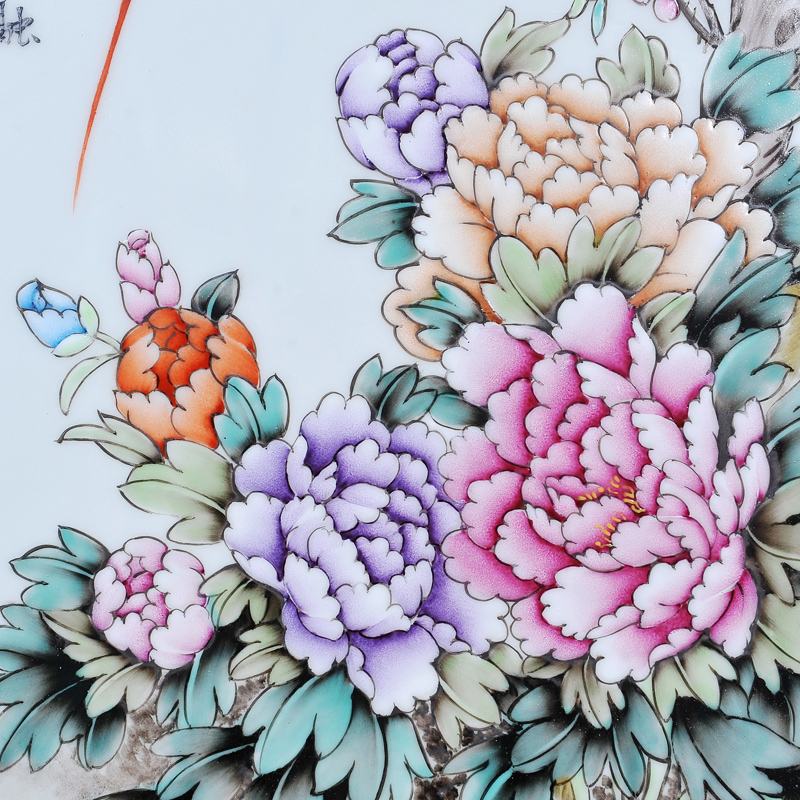 Jingdezhen ceramics Feng Huiying hand - made birds pay homage to the king of four screen porcelain plate painting the sitting room adornment household furnishing articles
