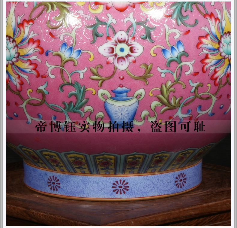 Jingdezhen ceramic vase furnishing articles archaize the qing qianlong colored enamel paint gourd bottle of Chinese arts and crafts sitting room