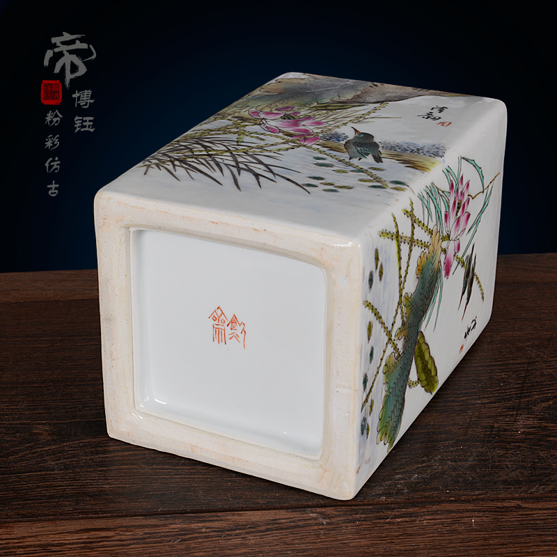 Jingdezhen ceramics imitation the qing the qing qianlong pastel hand - made lotus boring vase archaize home handicraft furnishing articles