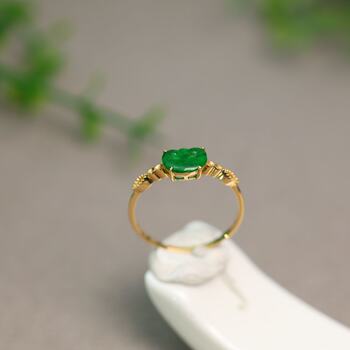 Full color spicy green natural grade a jadeite ruyi head ring