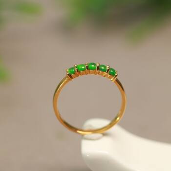 Ice full of green natural grade a jade cabochon ring