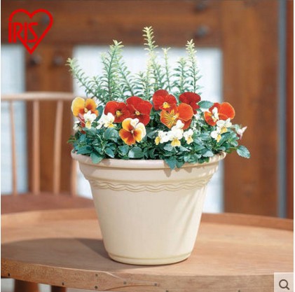 Japan IRISCOLTY round resin flower pot with round basin waveform basin 4 5 6 7 8 9 10