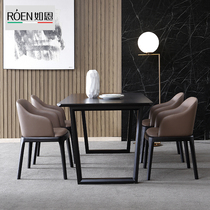 For example Nitalian modern pole minimalist solid wood dining table designer style black rectangular table dining chair combination