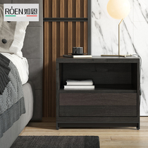 Such As NItalian Modern Pole Minimalist Style Bedroom Bed Head Cabinet Smoked Wood Color Designer Drawer Storage Side Cabinet