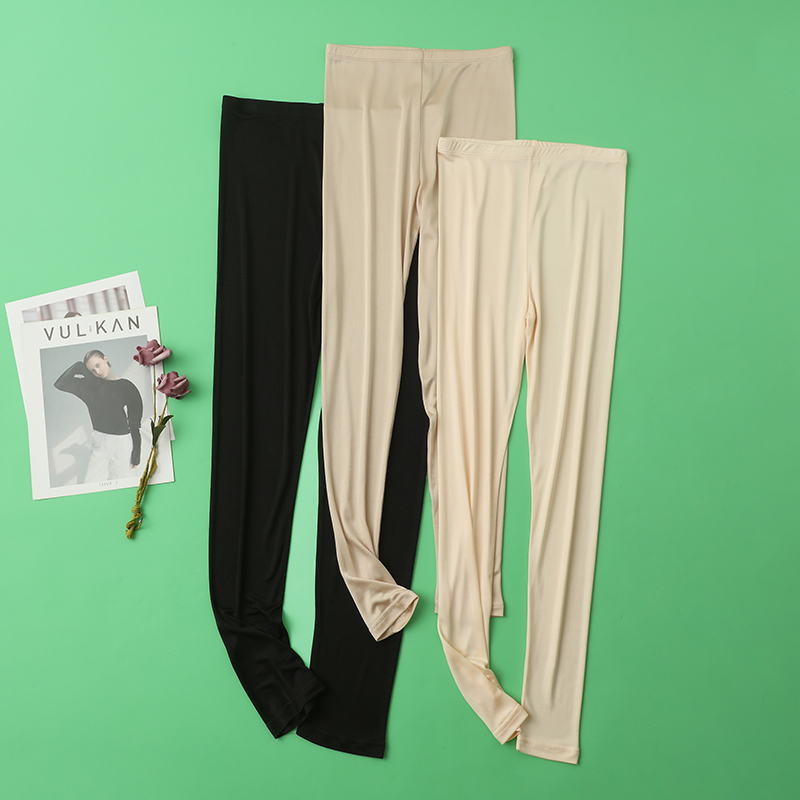 Authentic 100% Mulberry Silk Nine-Point Pants, Knee-Protecting, High-Waisted, Close-Fitting, Tapered Leg Pants for Women, Thin for Summer