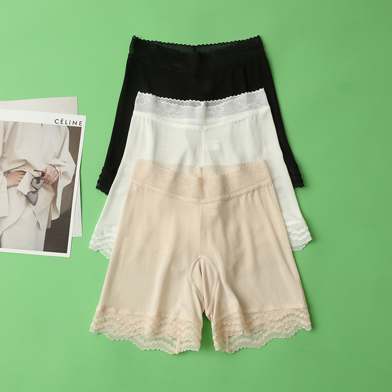 100% Mulberry Silk Anti-Exposure Safety Shorts, No Need to Wear Underwear, Three-Quarter Length Shorts, Underpants, Leggings, Thin Style for Women, Summer