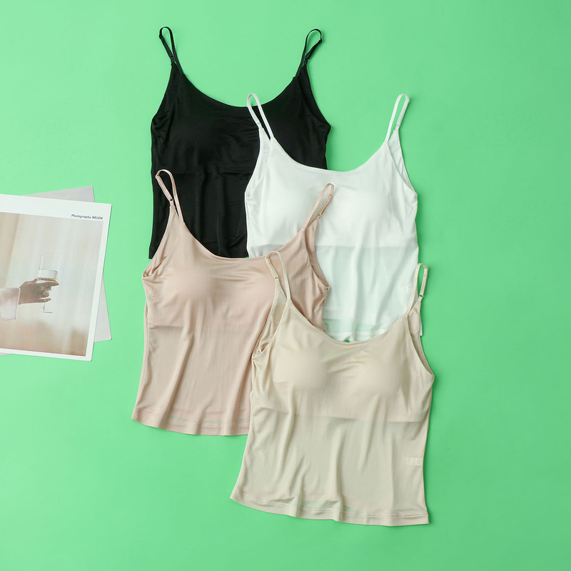 42-Needle 100% Mulberry Silk Bra with Built-In Bra Pads, Silk Camisole, Summer Women's Camisole Top 42-Needle 100% Mulberry Silk Bra with Built-In Bra Pads, Silk Camisole, Summer Women's Camisole Top