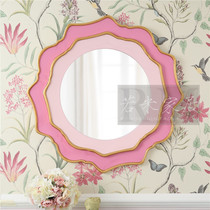 79x79 Modern Simple Round Petal Makeup Mirror Decorative Mirror Bathroom Mirror Blue Pink Platinum Edge Girl Room