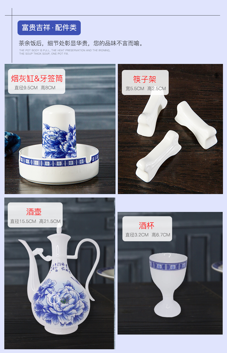 Use of household custom logo dishes dish suit household utensils custom retro dishes ceramic Bowl of blue and white porcelain glaze