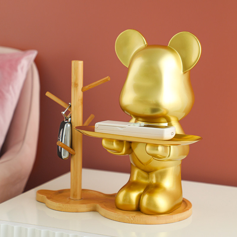 High-end entry porch key storage ornaments enter the door creative housewarming gift violent bear decoration rack