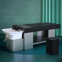 High-end Stainless Steel Shampoon Bed Hairdrester Special Ceramic Basin Water Circulation Head Therapy Fumigation Beauty Salon Full-Lying Bed-style bed
