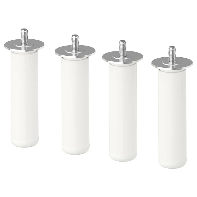 Ikea Lätthett Legs, White/Metal, 11cm Cabinet Legs