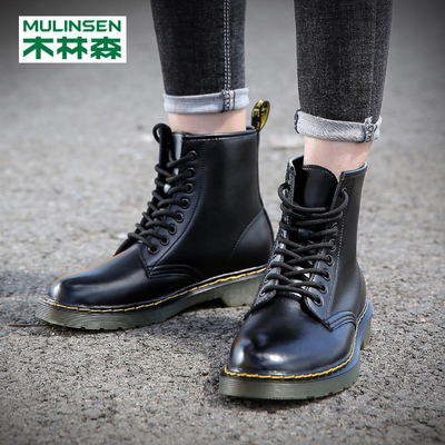 【木林森】情侣真皮高帮马丁靴