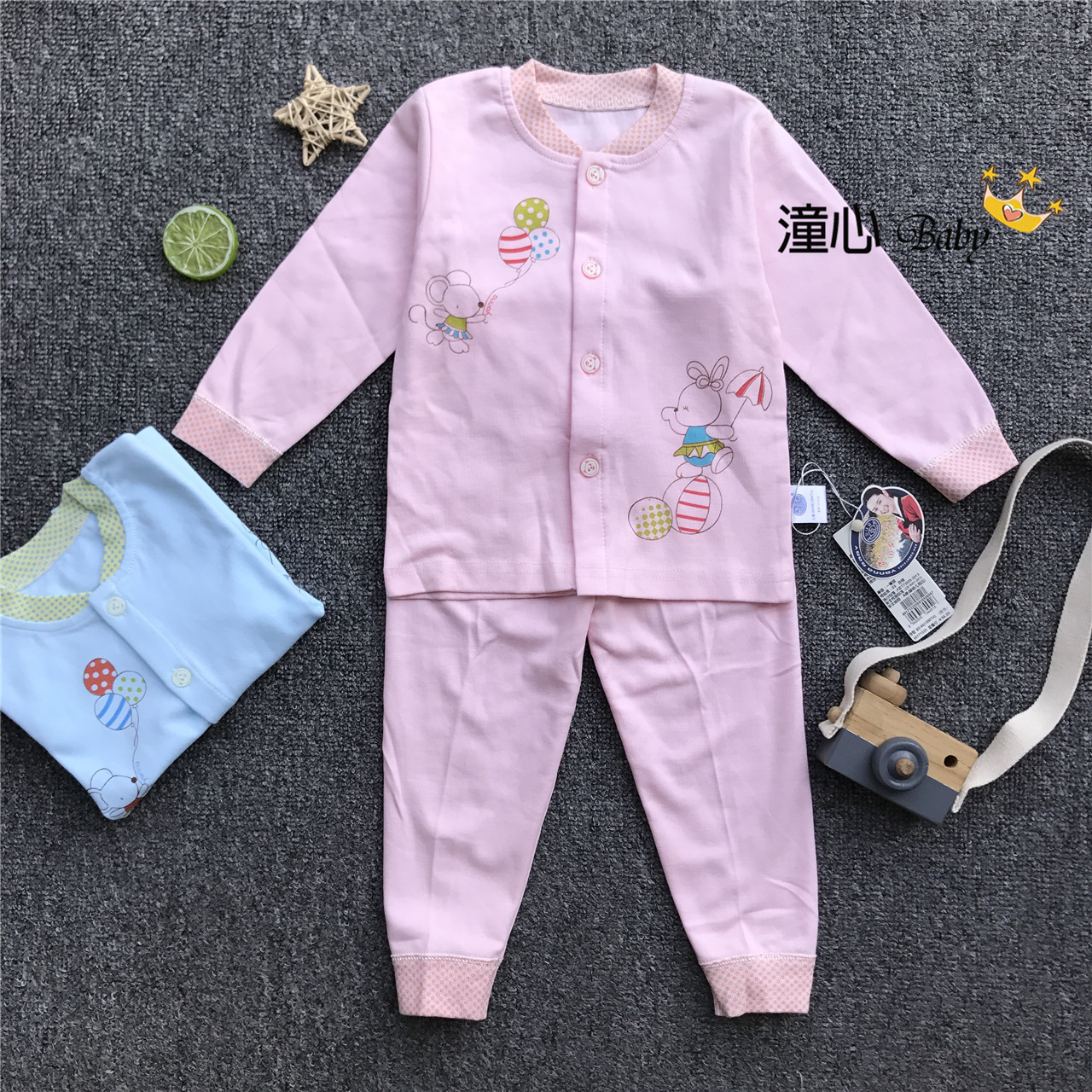 Slightly flawed 1 baby nai pure cotton children's underwear set autumn and winter boys and girls autumn clothes sanitary pants bottoming 0-1-2 front opening