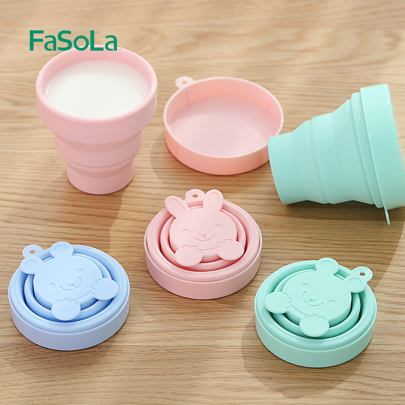 Travel silicone folding water cup portable scalable children mouthwash cup outdoor camping picnic cup with lid