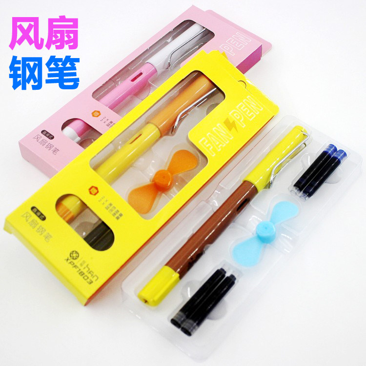 Electric fan Straight-liquid fountain pen groove Zhengpose writing Handwriting Pen Ink Sack small freshener brief Personality Fashion