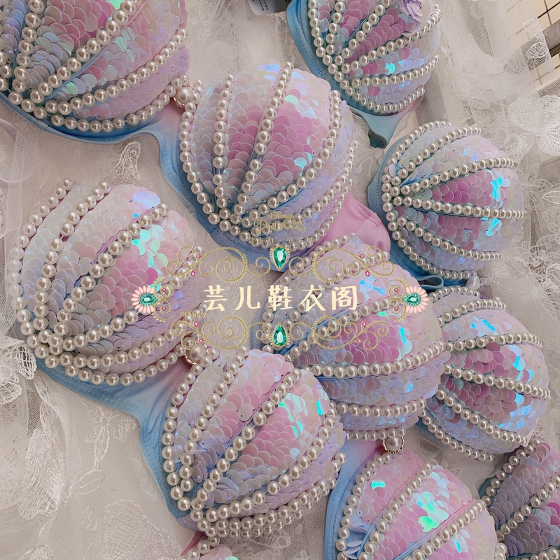 Yuner Mermaid Sequin Bikini Swimsuit Freediving Performance Aquarium Electronic Music Festival Bra Bar Cosplay
