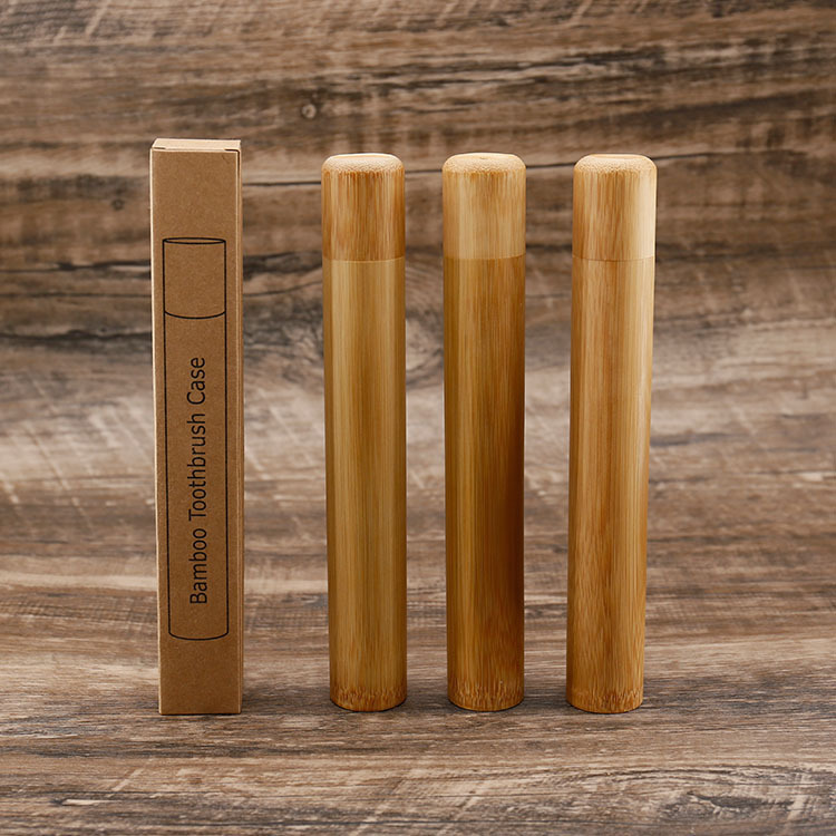 Bamboo Tube Toothbrush Holder Travel Bamboo Tube Bamboo Toothbrush Case Adult and Children's Bamboo Tube Can Engrave Logo