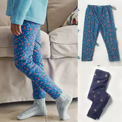 Cotton girls with pants Joker knit girls baby spring and autumn elastic waist trousers slim floral retro