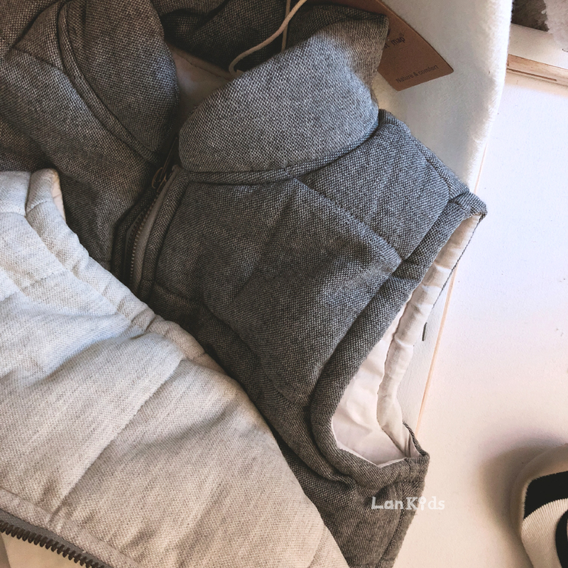 Vải mềm mại để bùng nổ Vintage đẹp trai trẻ em dây kéo bông áo vest cotton dày quan ao tre em