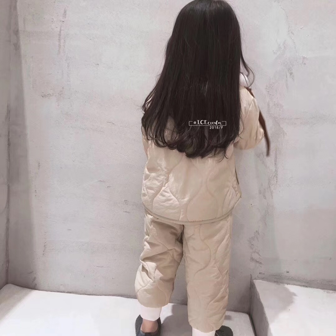 Khí đốt phương Tây khuyến nghị thực tế Chàng trai và cô gái Hàn Quốc bông phù hợp với màu rắn cotton cộng với quần cotton độn bông hai mảnh quần lót bé trai