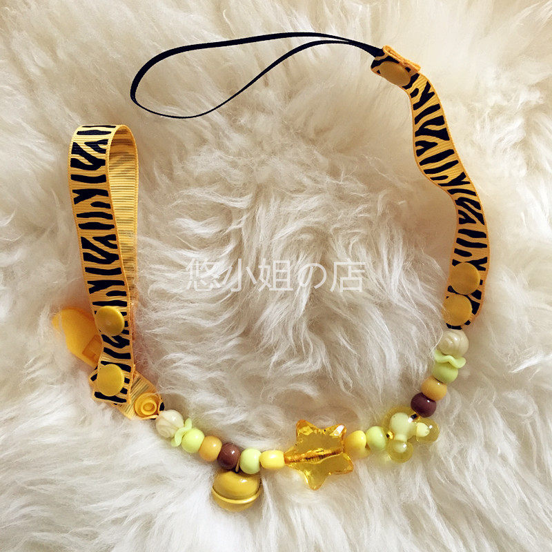 (You Miss's shop)Tooth fixer pacifier toy Cute cartoon star bell Safety chain Anti-drop chain beaded