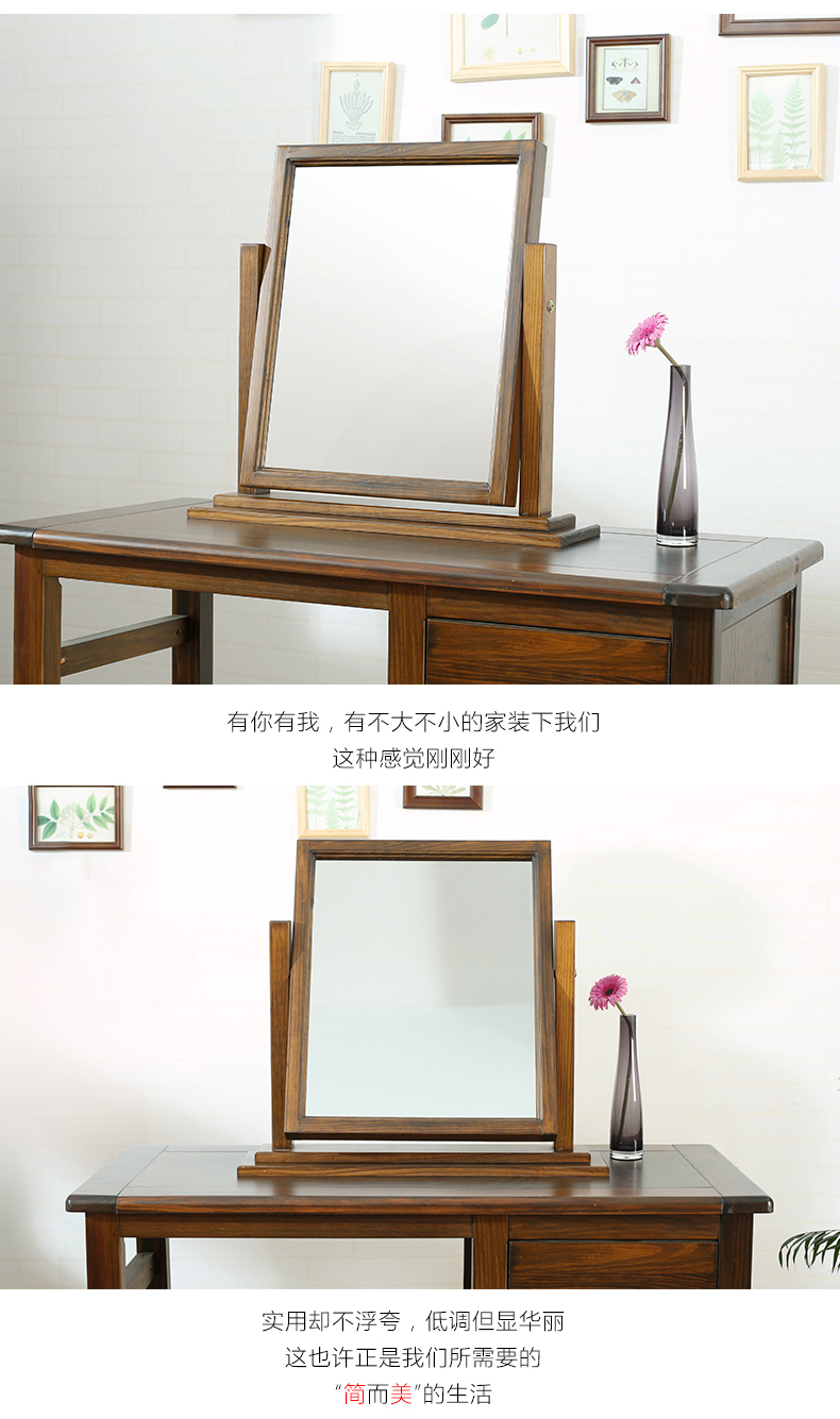 Jane trang điểm nhà đẹp gương máy tính để bàn Mỹ retro gương bàn trang điểm gương nhỏ gương vuông đồ gỗ rắn - Gương gương kính dán tường