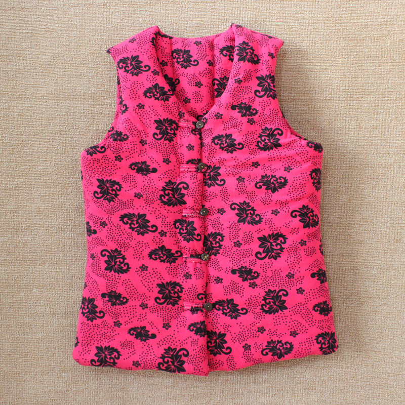 Lady pure cotton handmade waistcoat Mom warm inside and outside wearing waistcoat Waistcoat Mid-Old Thickened Vest Autumn winter
