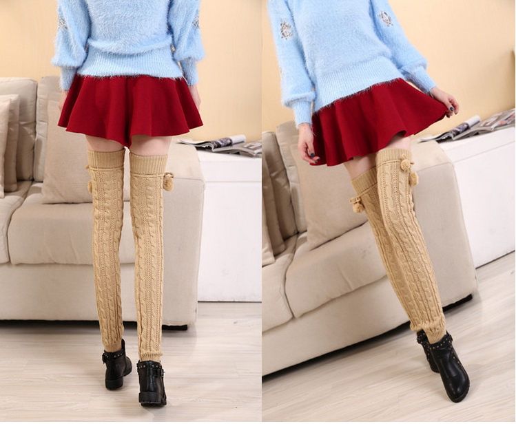 Trên tất đầu gối mùa thu vớ Nhật Bản dài socks vớ cao màu trắng đại học ấm áp dày dệt kim vớ dễ thương tất đùi