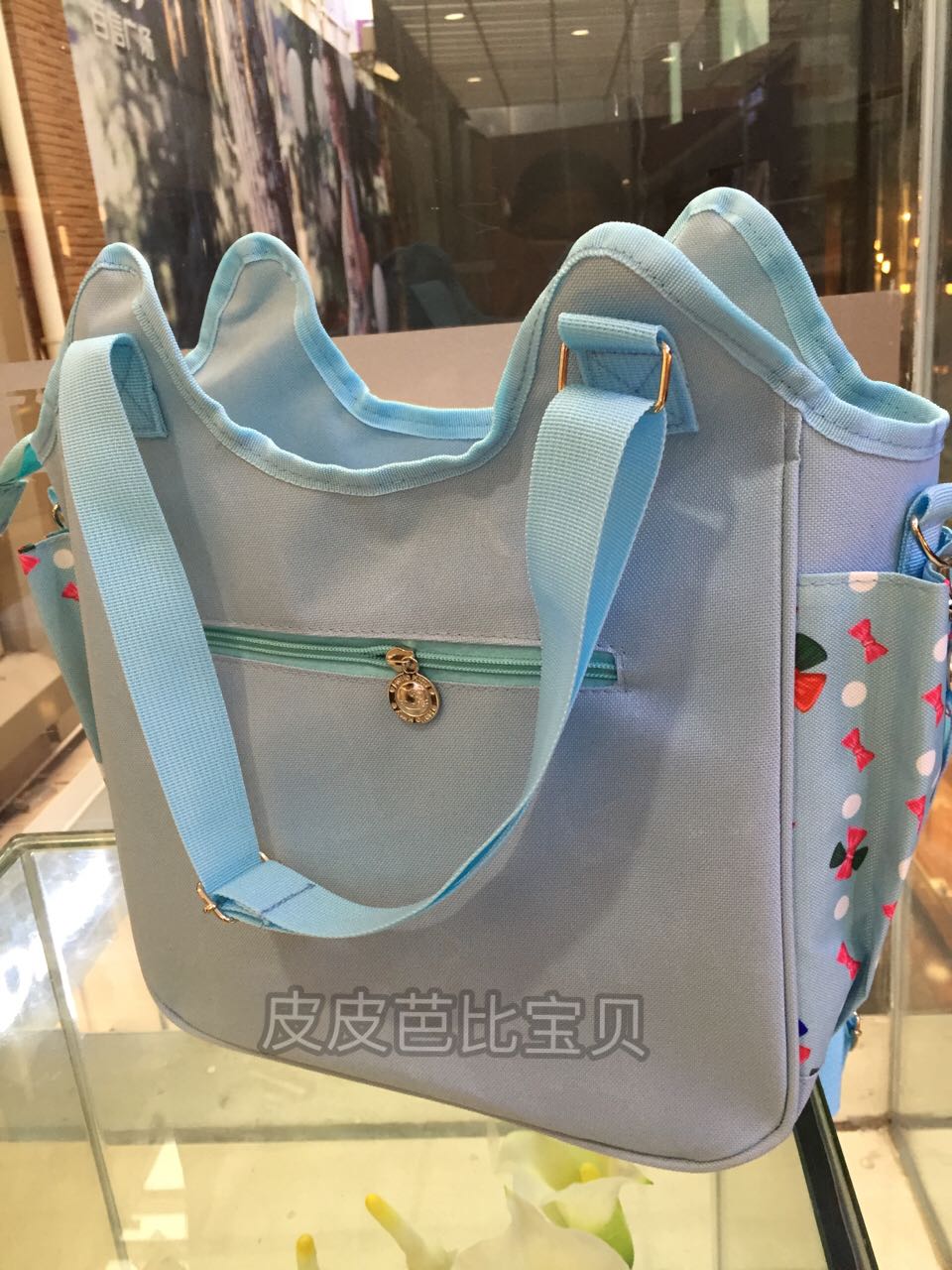 Nhỏ tươi bow print vai xách tay Messenger đa chức năng Xác Ướp túi bà mẹ và trẻ em ra khỏi túi mẹ vừa túi túi mẹ và bé siêu rẻ