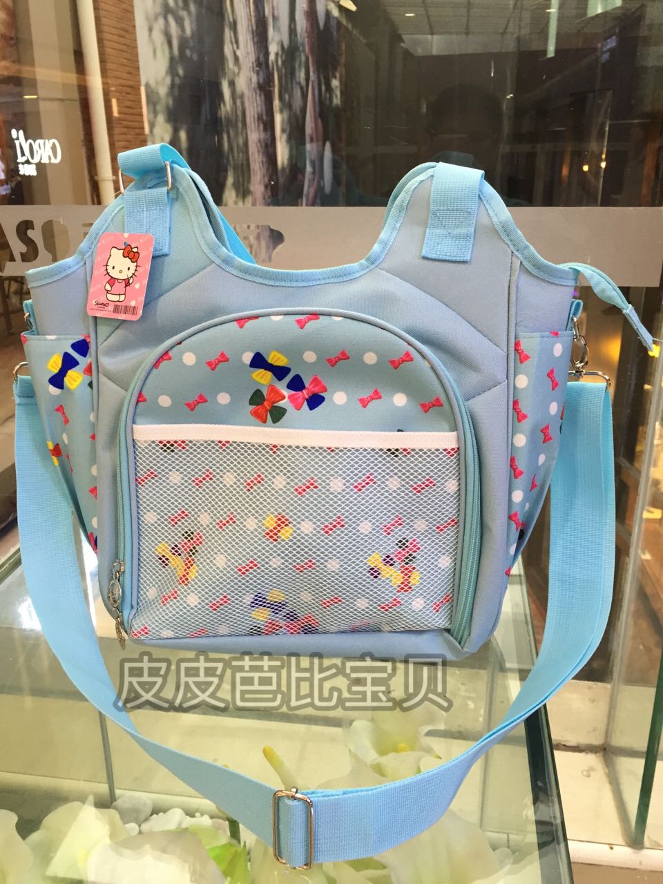 Nhỏ tươi bow print vai xách tay Messenger đa chức năng Xác Ướp túi bà mẹ và trẻ em ra khỏi túi mẹ vừa túi túi mẹ và bé siêu rẻ