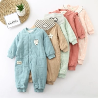 Trẻ sơ sinh trẻ nhỏ mùa thu và mùa đông bông mỏng mở tập tin jumpsuit bé romper phù hợp với áo choàng trang phục jumpsuit jumpsuit trẻ em thu đông